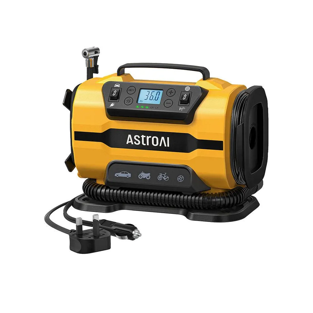 Compresor de roți portabil AstroAI  ATJ-8366150 PSI 12V DC/110V AC