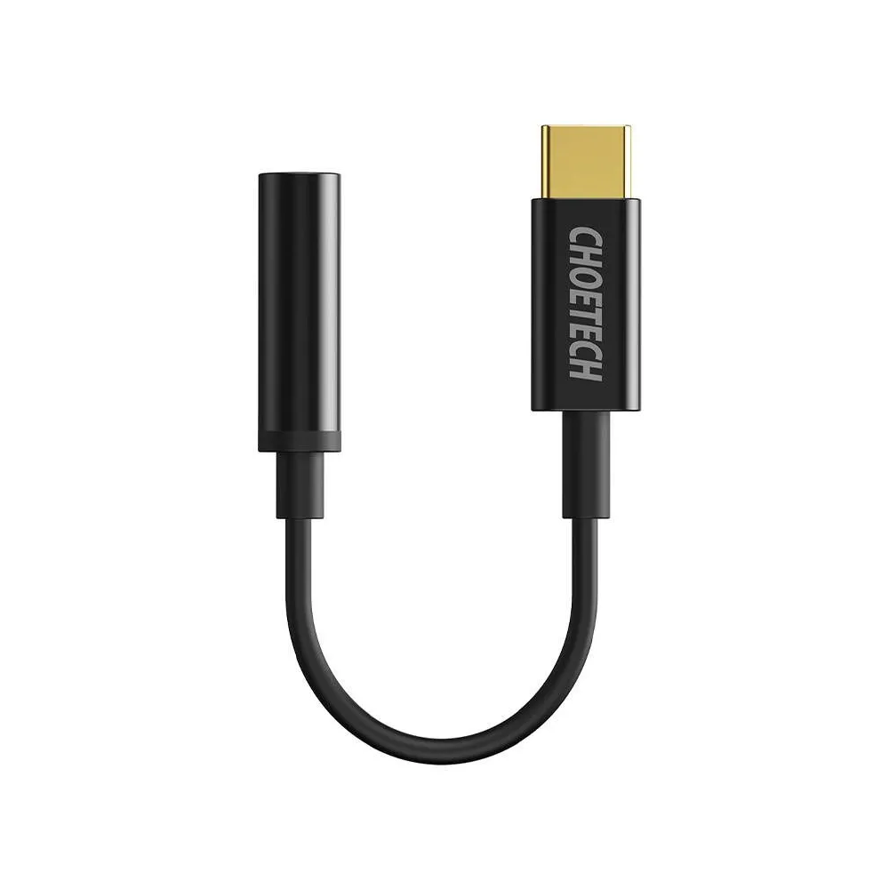 Adaptor Choetech AUX003 USB-C la adaptor jack audio de 3,5 mm (negru)