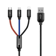 Baseus 3w1 USB-C/Lightning/Micro 3.5A 0.3m cablu USB (czarny)