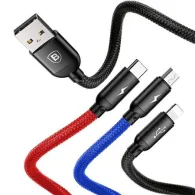 Baseus 3w1 USB-C/Lightning/Micro 3.5A 0.3m cablu USB (czarny)
