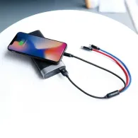 Baseus 3w1 USB-C/Lightning/Micro 3.5A 0.3m cablu USB (czarny)
