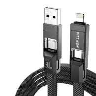 Blitzwolf BW-HDC7 4-in-1 cablu USB+C+Lightning 240W 1.2m (negru)