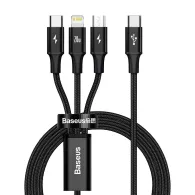 Cablu Baseus 3 în 1 USB-C pentru M+L+T 20W 1.5m (Negru)