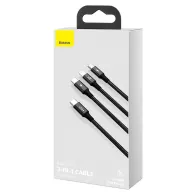 Cablu Baseus 3 în 1 USB-C pentru M+L+T 20W 1.5m (Negru)