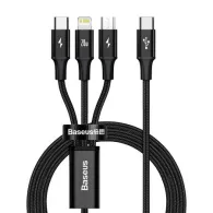 Cablu Baseus 3 în 1 USB-C pentru M+L+T 20W 1.5m (Negru)