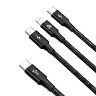 Cablu Baseus 3 în 1 USB-C pentru M+L+T 20W 1.5m (Negru)