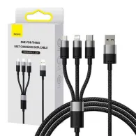 Cablu încărcare rapidă USB la M+L+C Baseus StarSpeed 3,5A 0,6 m (negru)
