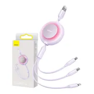 Cablu USB 3-in-1 Baseus Bright Mirror 2, micro USB / Lightning / USB-C, plat, 3.5A, 1.1m (violet)