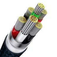 Cablu USB 3-în-1 Baseus Flash Series, USB-C + micro USB + Lightning, 66W, 1.2m (albastru)