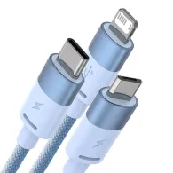 Cablu USB 3-în-1 Baseus StarSpeed , USB-C + micro USB + Lightning, 3.5A, 1.2m (albastru)