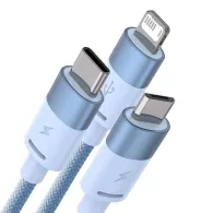 Cablu USB 3-în-1 Baseus StarSpeed , USB-C + micro USB + Lightning, 3.5A, 1.2m (albastru)