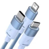 Cablu USB 3-în-1 Baseus StarSpeed , USB-C + micro USB + Lightning, 3.5A, 1.2m (albastru)