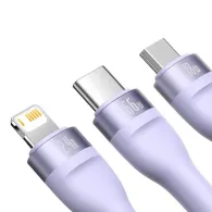 Cablu USB Baseus Flash II 3-în-1, USB-C + micro USB + Lightning, 66W, 1.2m (mov)