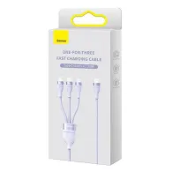 Cablu USB Baseus Flash Series 2, 3-în-1, USB-C + micro USB + Lightning, 100W, 1.5m. (mov)