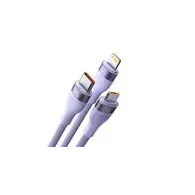 Cablu USB Baseus Flash Series 2, 3-în-1, USB-C + micro USB + Lightning, 100W, 1.5m. (mov)