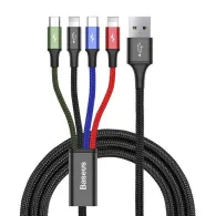 Cablu USB rapid Baseus 4 în 1, USB-C/ 2x Lightning/ Micro 3,5A, 1,2m - Negru