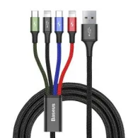 Cablu USB rapid Baseus 4 în 1, USB-C/ 2x Lightning/ Micro 3,5A, 1,2m - Negru