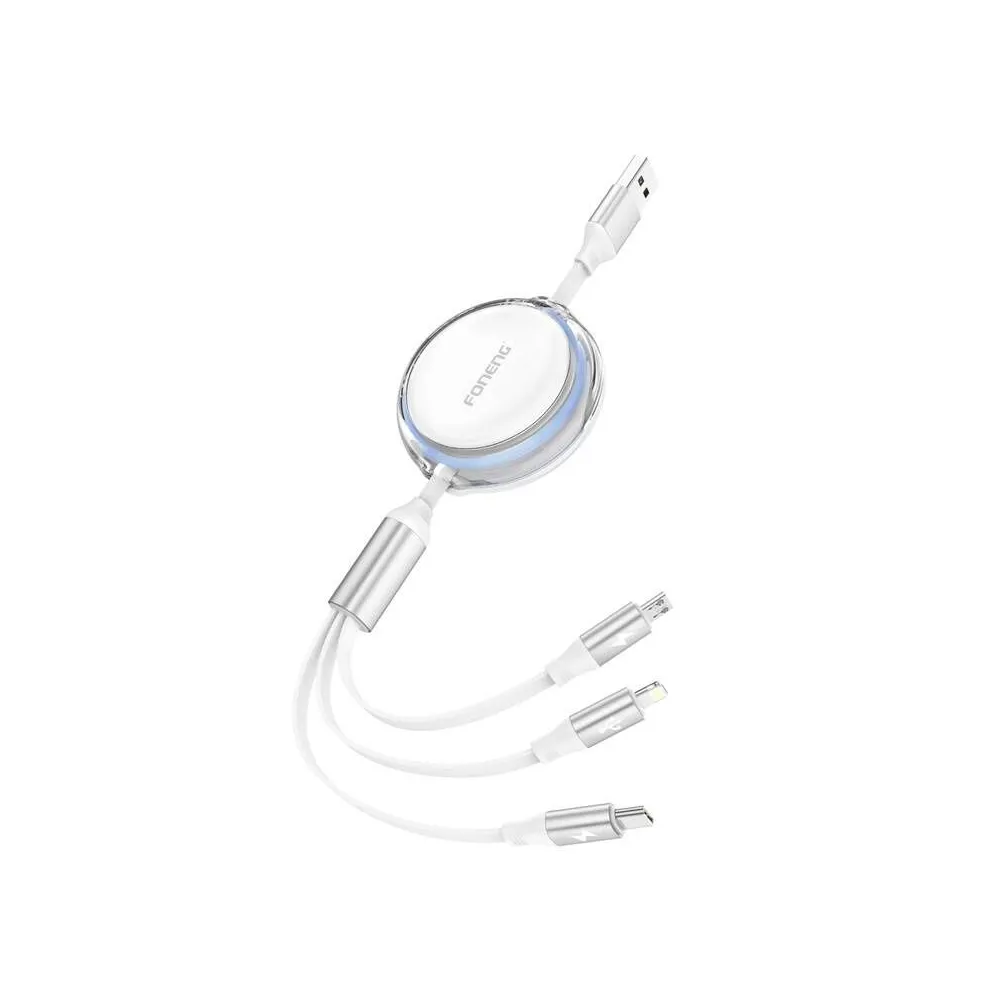 Foneng X113 3-in-1 cablu 1.1M alb