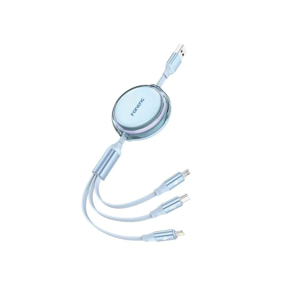 Foneng X113 3-in-1 cablu 1.1M albastru