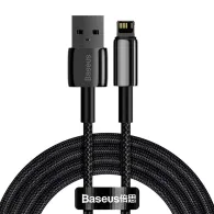 Cablu încărcare Baseus Tungsten Gold, USB la iPhone, 2.4A, 2m (negru)