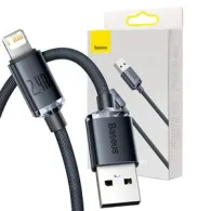 Cablu USB cu fulger de bază Crystal Shine, 2.4A, 2m (czarny)