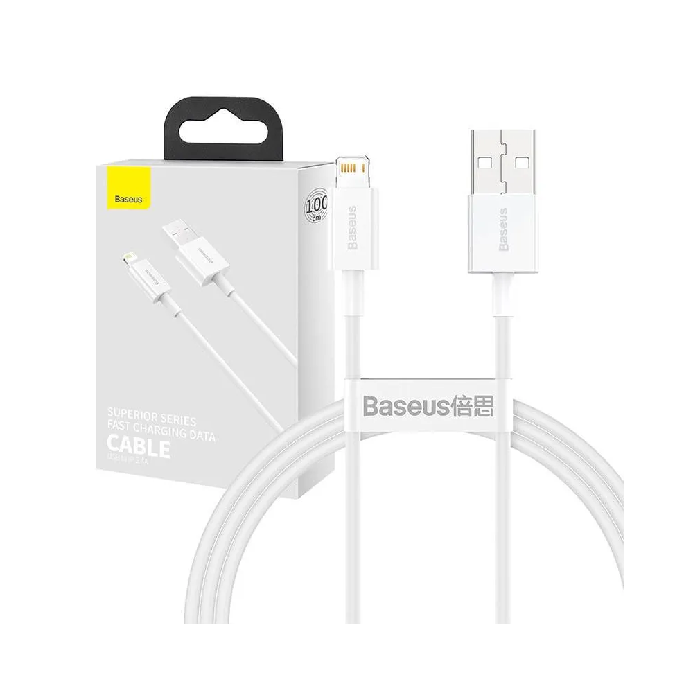 Cablu USB cu fulger de bază Superior Series, 2.4A, 1m (biały)