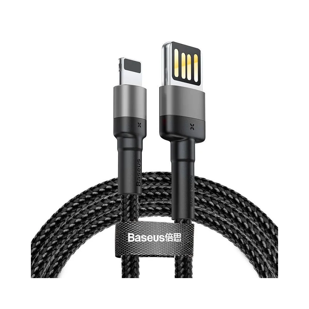 Cablu USB Lightning (reversibil) Baseus Cafule 2.4A 1m (gri/negru)