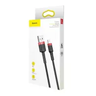 Cablu USB Lightning Baseus Cafule 2.4A 0.5m (negru/roșu)