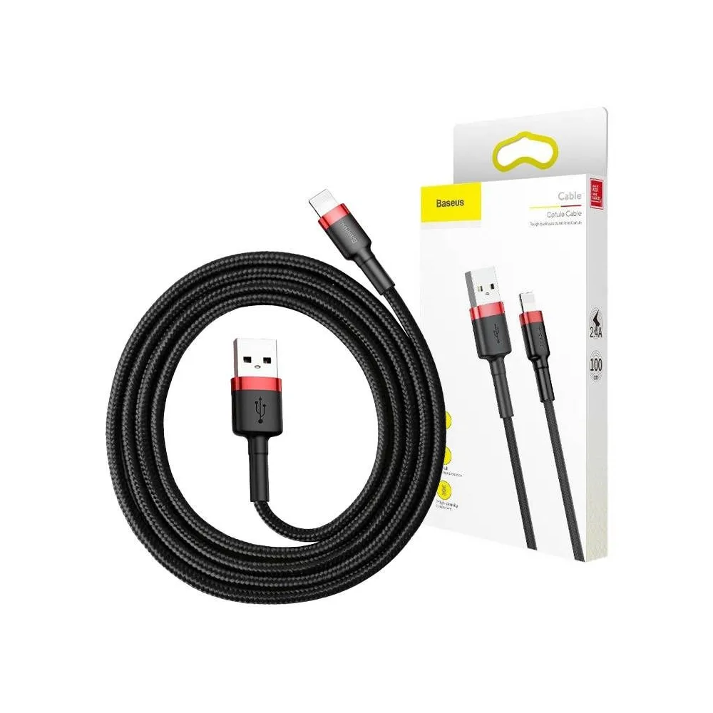 Cablu USB Lightning Baseus Cafule 2A 3m (negru/roșu)