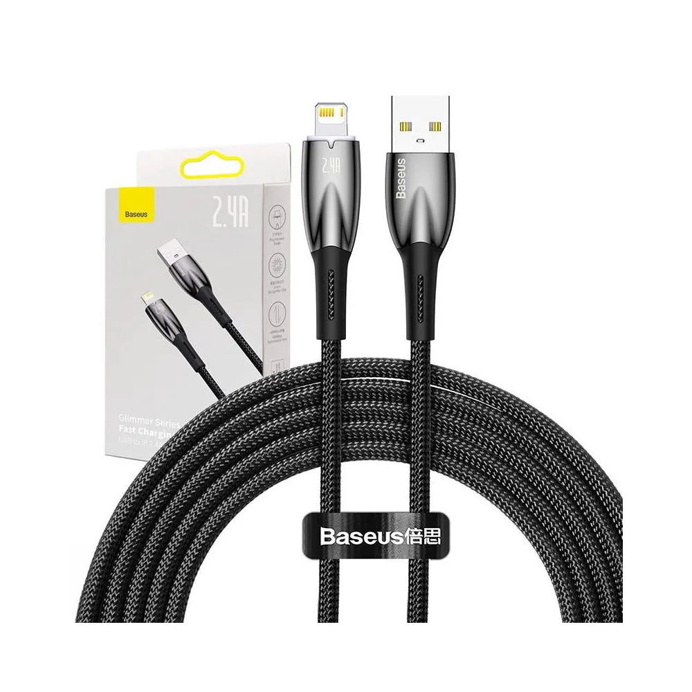 Cablu USB pentru Lightning Baseus Glimmer Series, 2,4A, 2 m (negru)