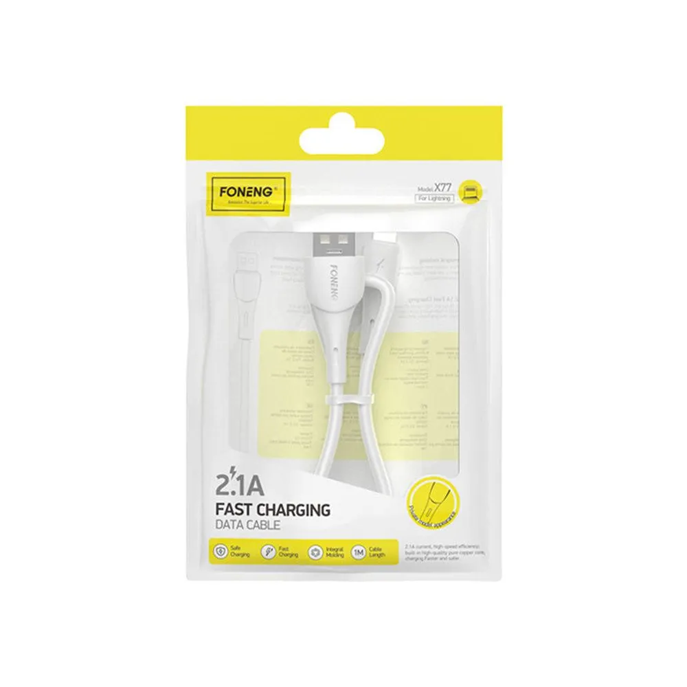 Cablu USB pentru Lightning Foneng X77, 2.1A, 1m (biały)