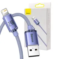 Cablu USB to Lightning Baseus Crystal, 2.4A, 1.2m (Mov)