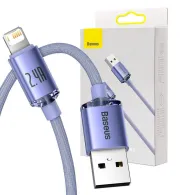 Cablu USB to Lightning Baseus Crystal, 2.4A, 1.2m (Mov)