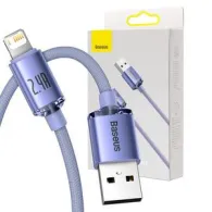Cablu USB to Lightning Baseus Crystal, 2.4A, 2m (Mov)
