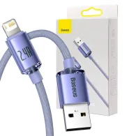 Cablu USB to Lightning Baseus Crystal, 2.4A, 2m (Mov)