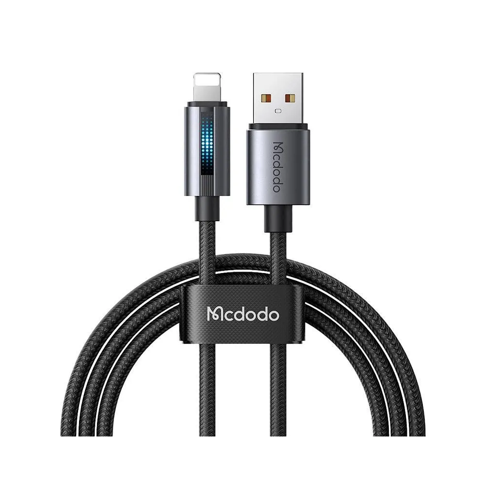 Mcdodo CA-5660 Cablu USB-A la Lightning cu lumină intermitentă 1,2 m (negru)