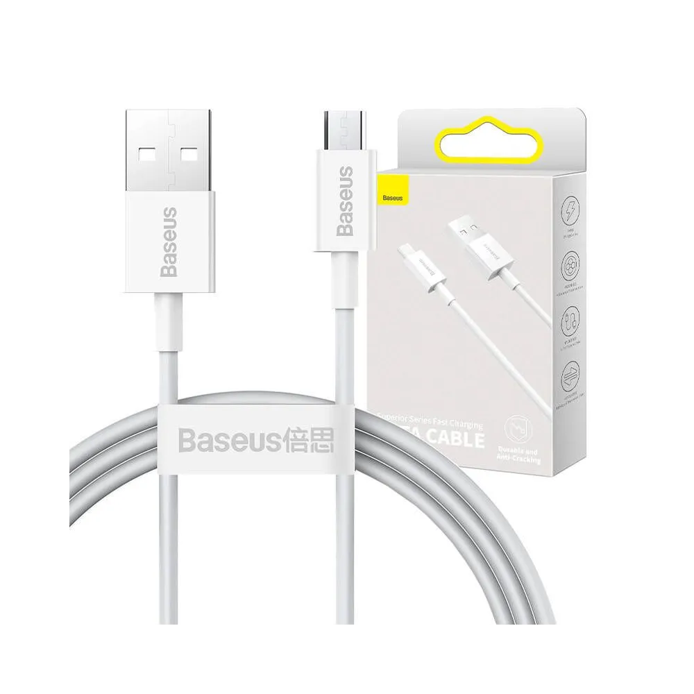 Baseus Cablu Superior Series USB to micro USB, 2A, 1m (alb)