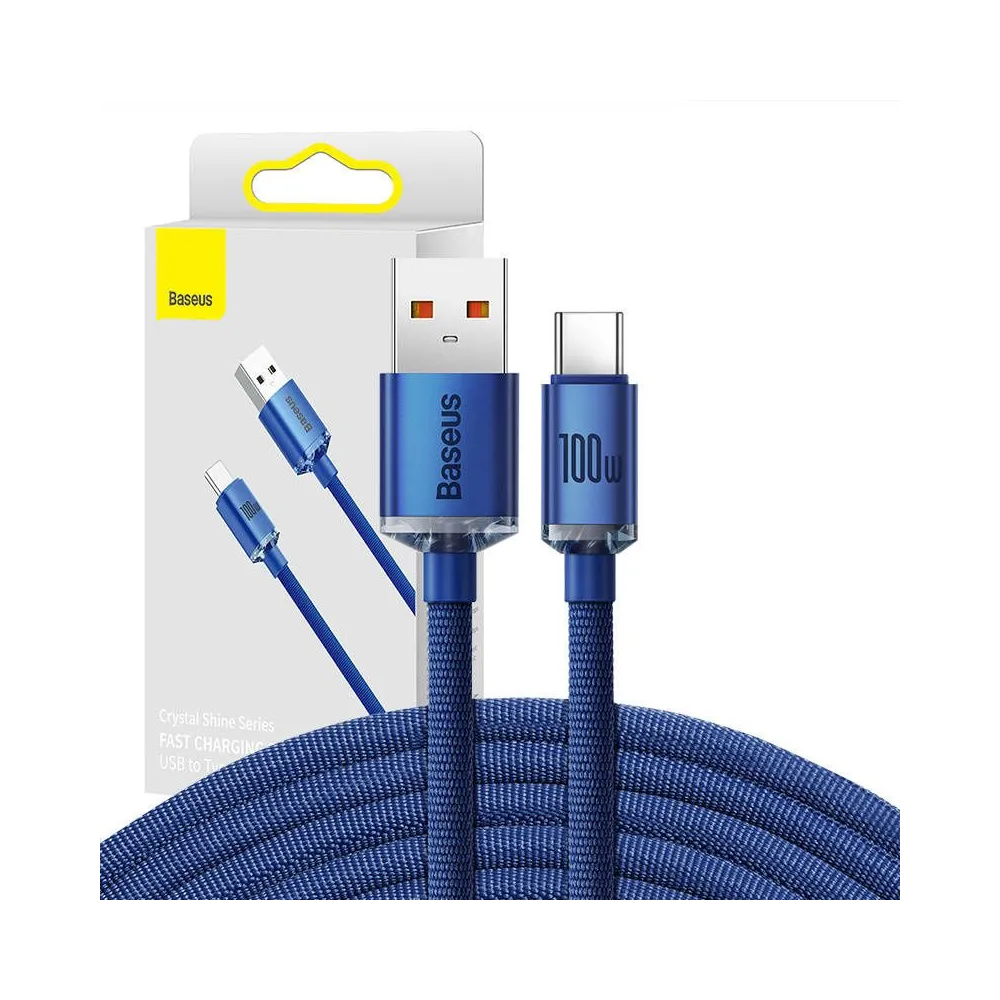 Baseus Crystal Shine USB la USB-C cablu, 100W, 2m (albastru)