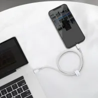 Cablu împletit de înaltă densitate de la USB-C la Lightning Baseus, 20W, PD, 2m (alb)