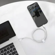 Cablu împletit de înaltă densitate de la USB-C la Lightning Baseus, 20W, PD, 2m (alb)