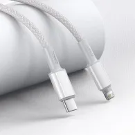 Cablu împletit de înaltă densitate de la USB-C la Lightning Baseus, 20W, PD, 2m (alb)
