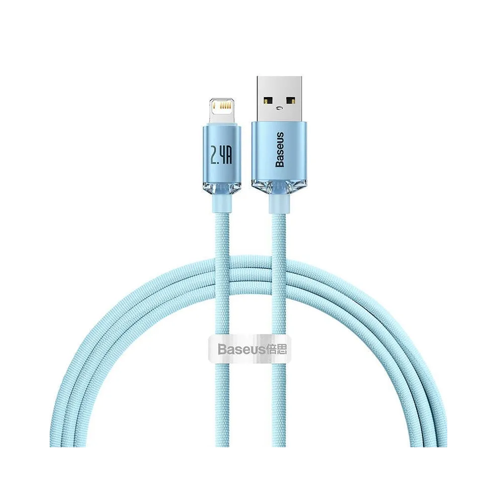 Cablu USB la iP Baseus Crystal Shine, 2.4A, 1.2m (albastru)