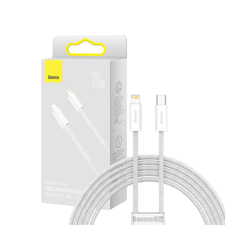 Cablu USB-C Baseus pentru seria Lightning Dynamic, 20W, 2m (alb)