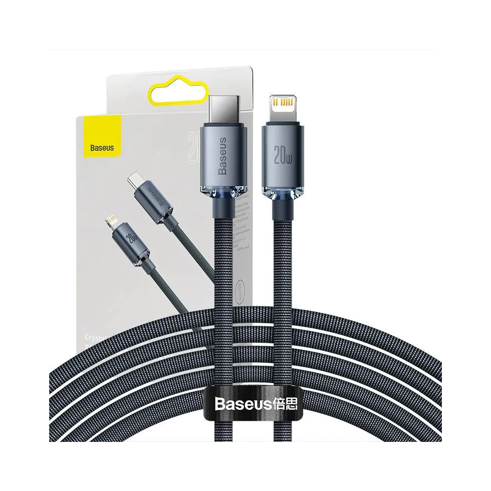 Cablu USB-C To Lightning Baseus Crystal Shine, 20W, PD, 2m (Negru)