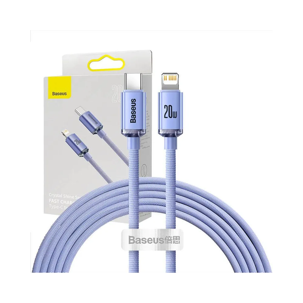 Cablu USB-C to Lightning Baseus Crystal, 20W, 2 m (mov)