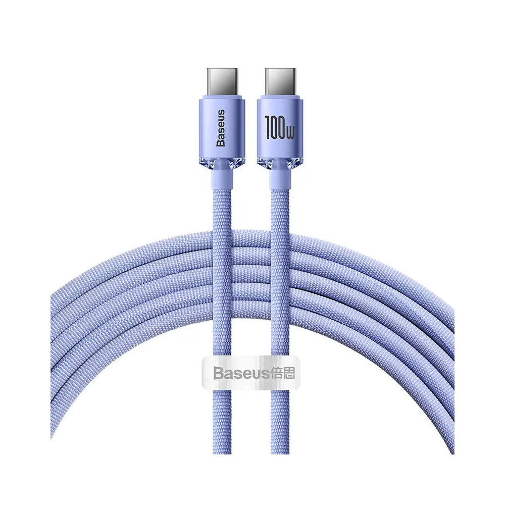 Baseus Crystal Shine USB-C la cablu USB-C, 100W, 2m (violet)