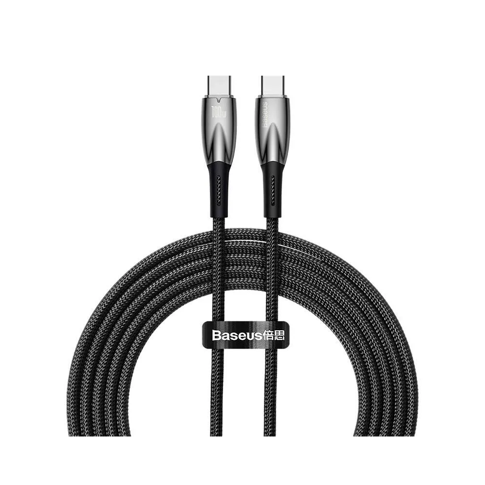 Cablu USB-C la USB-C Baseus Glimmer, 100W, 2m (negru)