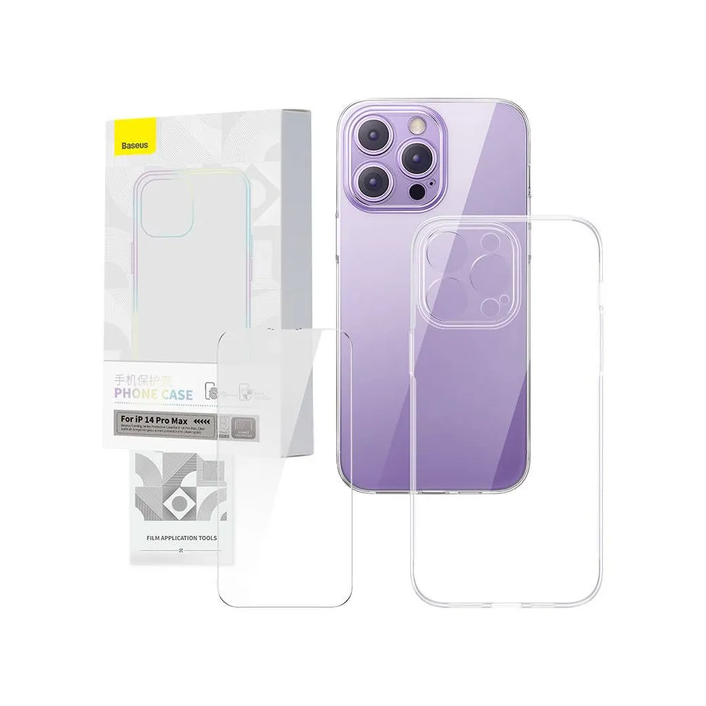 Baseus Kit de protecție Corning carcasă transparentă și sticlă călită pentru iPhone 14 Pro Max
