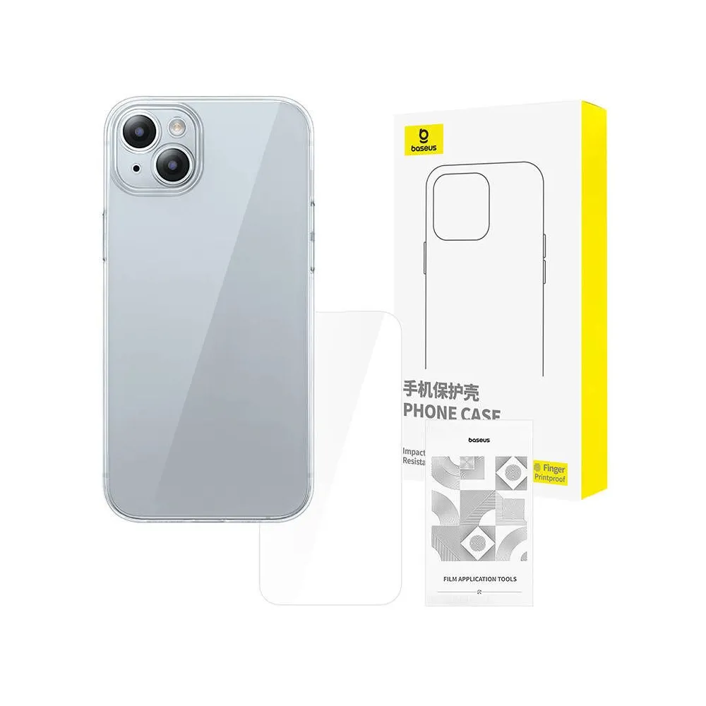 Carcasă transparentă Baseus iPhone 15 + sticlă călită