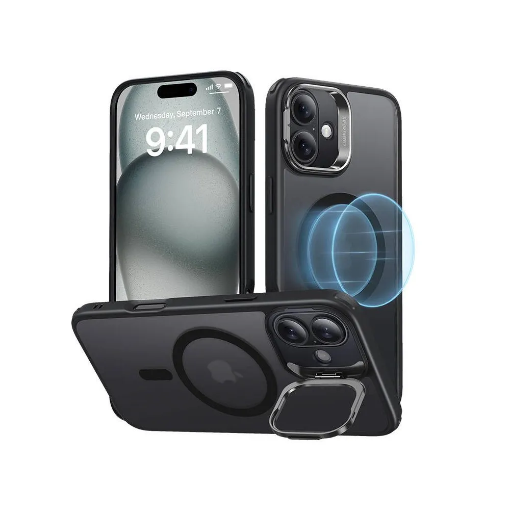 Classic Hybrid (HaloLock) ESR case with stand for iPhone 16 (black)